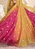Bandhani Printed Shaded Jacquard Silk Zari Work Lehenga Choli