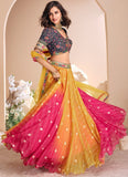 Bandhani Printed Shaded Jacquard Silk Zari Work Lehenga Choli