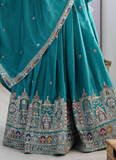 Ceremonial Wear Embroidered Silk Lehenga Choli In Rama Green Color