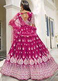 Charismatic Net Thread Embroidery Work Dark Pink Lehenga Choli