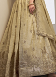 Designer Thread Embroidered Silk Cream Lehenga Choli With Dupatta