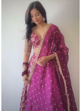 Designer Jacquard Zari Embroidered Pink Lehenga Choli With Dupatta