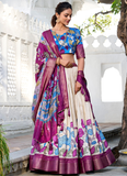 Dola Silk Kalamkari Printed Off White Lehenga Choli With Dupatta