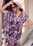 Fascinating Georgette Floral Printed Grey Cocktail Wear Saree