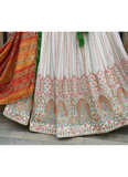Georgette Multi Thread Work White Lehenga Choli For Occasions