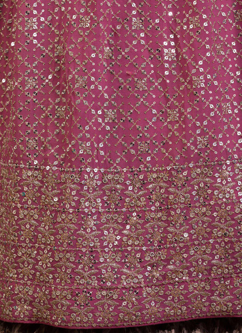 Georgette Sequence Embroidered Pink Wedding Wear Lehenga Choli