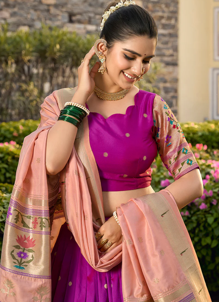 Jacquard Chex Zari Weaving Work Beautiful Lehenga Choli