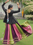 Navratri Special Multicolor Rayon Silk Gamthi Work Lehenga With Kediya