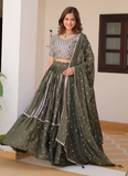 Perfect Mehendi Green Georgette Sequence Embroidered Lehenga Choli