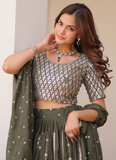 Perfect Mehendi Green Georgette Sequence Embroidered Lehenga Choli
