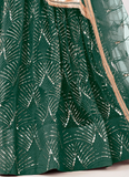 Real Mirror Work Soft Net Green Lehenga Choli For Women