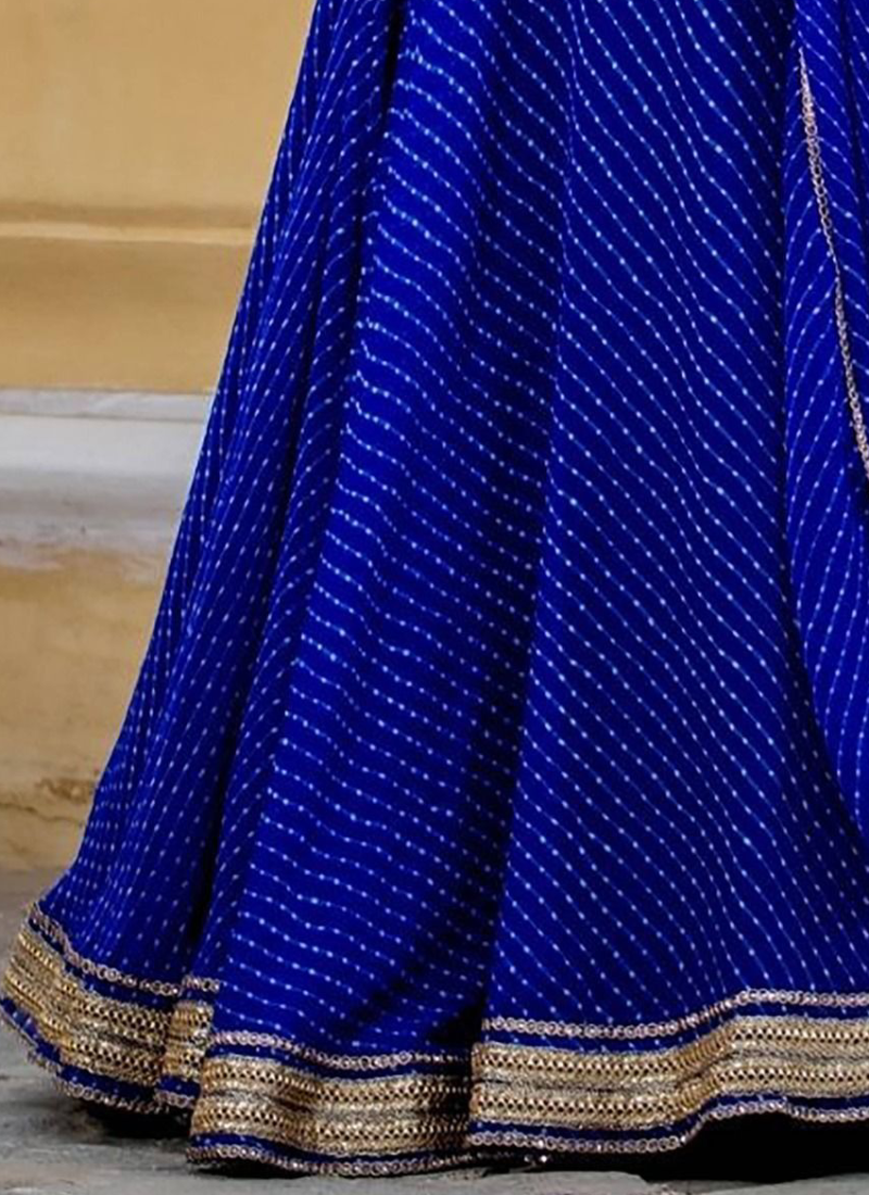 Royal Blue Leheriya Print Gota Patti Border Georgette Lehenga
