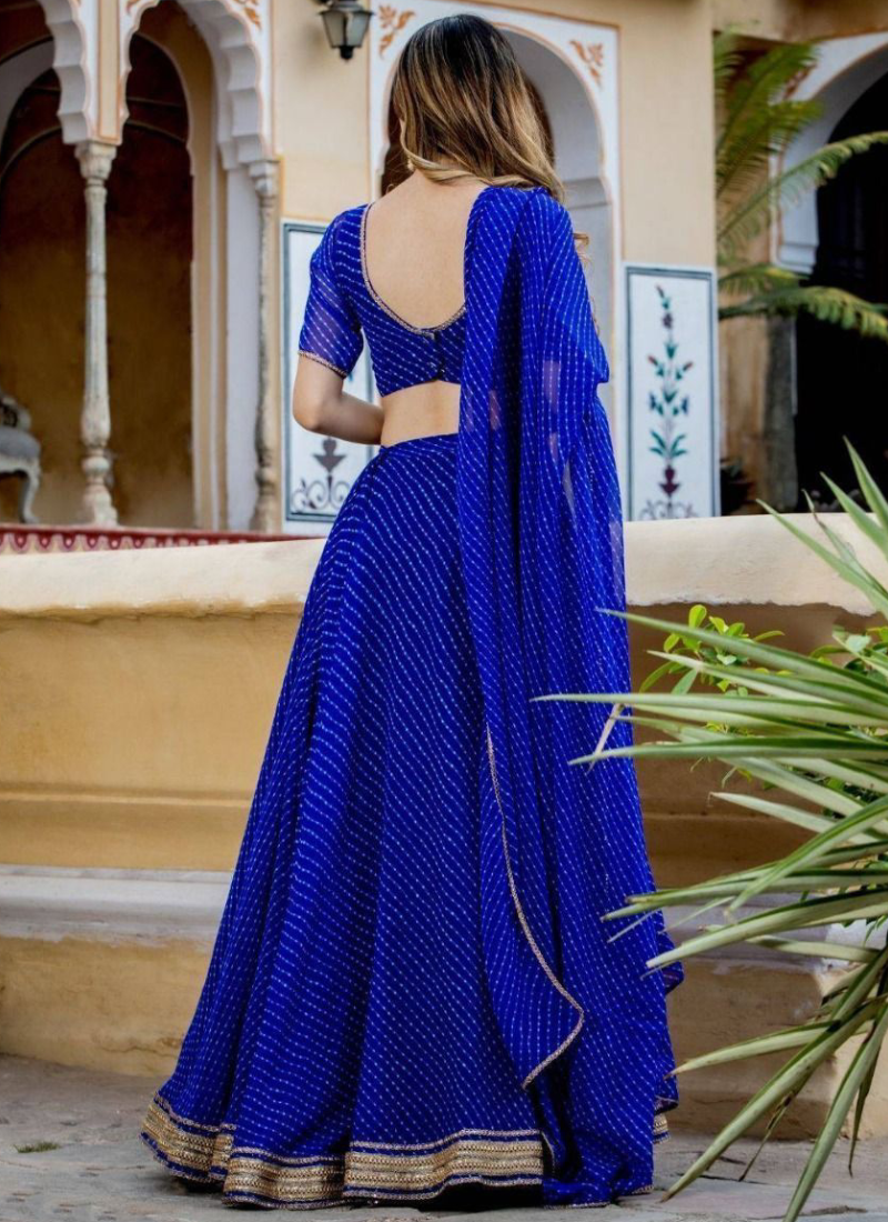 Royal Blue Leheriya Print Gota Patti Border Georgette Lehenga