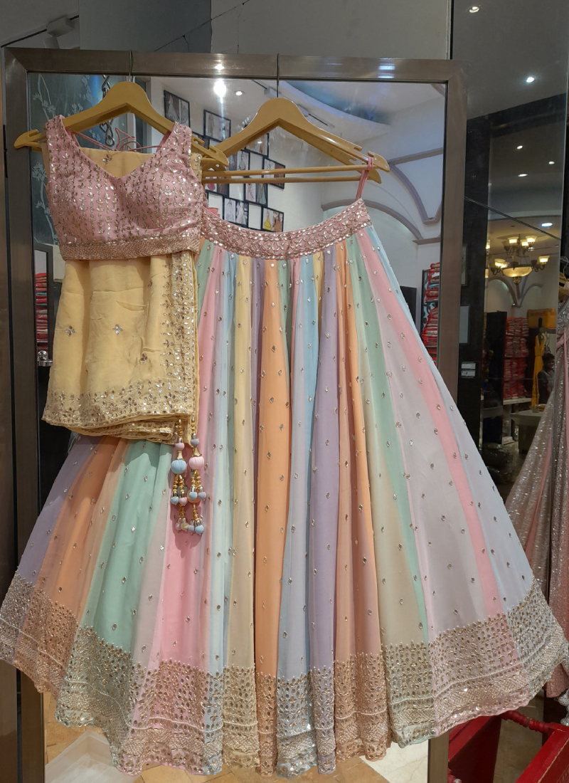 Sequence Embroidery Work Georgette Multi Color Lehenga Choli