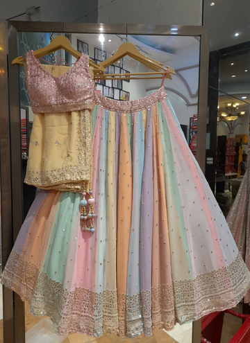 Sequence Embroidery Work Georgette Multi Color Lehenga Choli