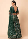 Sequence Work Georgette Green Lehenga Choli For Mehendi Function