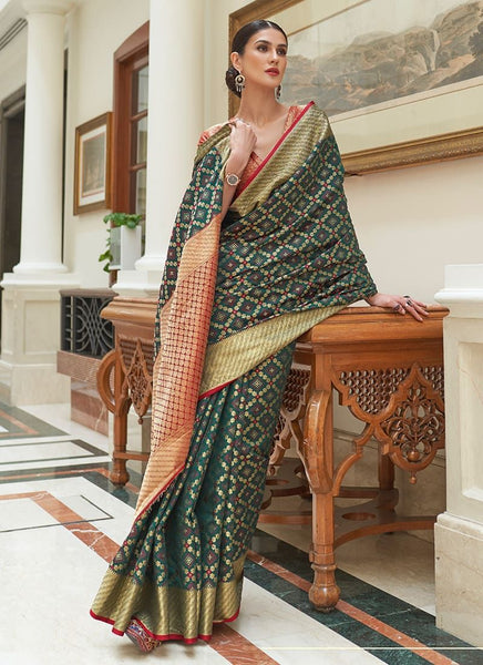 Handwork Patola Viscose Dola Silk Grey Saree for Women –