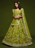 Neon Green Art Silk Lehenga Choli Dupatta Set