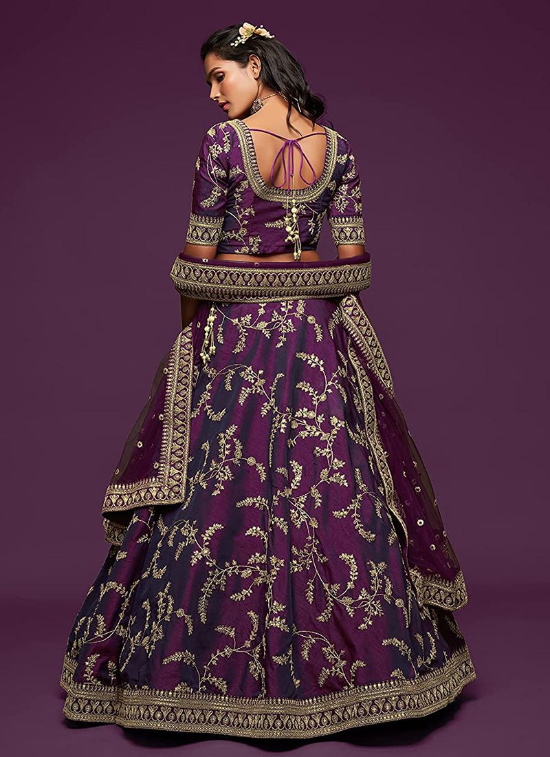 Wedding Purple Bridal Lehenga in Art Silk Fabric