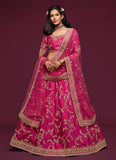 Art Silk Pink Reception Lehenga for Bride
