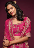 Art Silk Pink Reception Lehenga for Bride