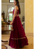 Designer Georgette Wine Lehenga Set With Mirror Work