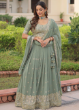 Adorable Pista Green Zari Embroidered Georgette Wedding Lehenga Choli