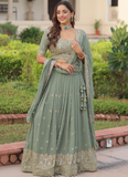 Adorable Pista Green Zari Embroidered Georgette Wedding Lehenga Choli