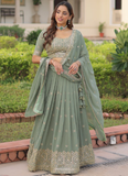 Adorable Pista Green Zari Embroidered Georgette Wedding Lehenga Choli