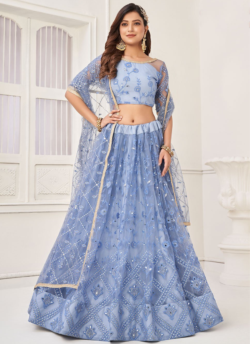Blue Colour Crop Top Lehenga Sky Blue Crop Top Lehenga Sky Blue