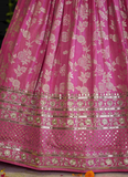 Aesthetically Sequence Weaving Embroidery Jacquard Pink Lehenga Choli