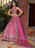 Aesthetically Sequence Weaving Embroidery Jacquard Pink Lehenga Choli