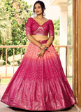 Aesthetically Sequence Work Chinon Sangeet Wear Pink Lehenga Choli