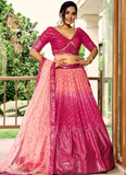 Aesthetically Sequence Work Chinon Sangeet Wear Pink Lehenga Choli