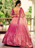 Aesthetically Sequence Work Chinon Sangeet Wear Pink Lehenga Choli