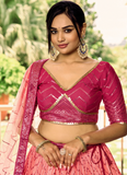 Aesthetically Sequence Work Chinon Sangeet Wear Pink Lehenga Choli