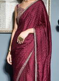 Aesthetically Zari Weaving Satin Maroon Color Traditional Saree