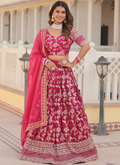 Aesthetically Zari Work Pure Viscose Jacquard Pink Lehenga Choli