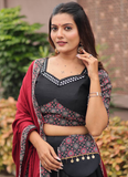 Ajrakh Printed Pure Cotton Navratri Special Black Lehenga Choli Set