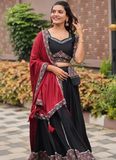 Ajrakh Printed Pure Cotton Navratri Special Black Lehenga Choli Set