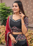 Ajrakh Printed Pure Cotton Navratri Special Black Lehenga Choli Set