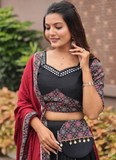 Ajrakh Printed Pure Cotton Navratri Special Black Lehenga Choli Set