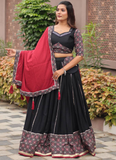 Ajrakh Printed Pure Cotton Navratri Special Black Lehenga Choli Set