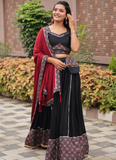 Ajrakh Printed Pure Cotton Navratri Special Black Lehenga Choli Set