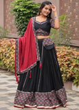 Ajrakh Printed Pure Cotton Navratri Special Black Lehenga Choli Set