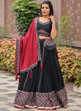 Ajrakh Printed Pure Cotton Navratri Special Black Lehenga Choli Set
