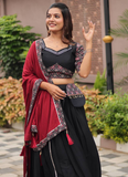 Ajrakh Printed Pure Cotton Navratri Special Black Lehenga Choli Set