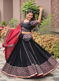 Ajrakh Printed Pure Cotton Navratri Special Black Lehenga Choli Set