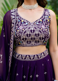 Alluring Zari Sequence Work Purple Party Wear Georgette Lehenga Choli