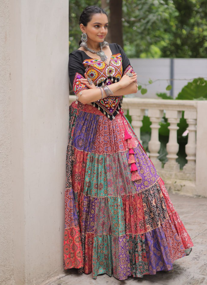 Amazing Digital Printed Multi Color Cotton Navratri Special Crop Top